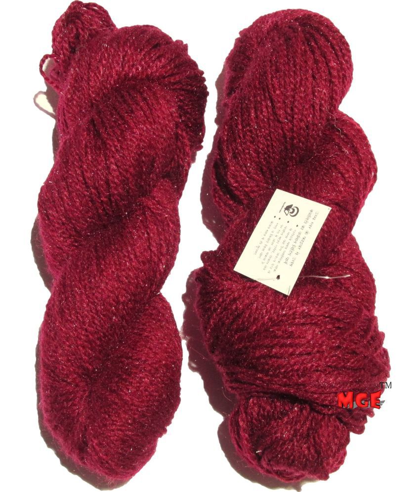     			M.G ENTERRPISE RABIT Mehroon 200 gm Wool Hank Hand Knitting Wool/Art Craft Soft Fingering Crochet Hook Yarn, Needle Acrylic Knitting Yarn Thread Dyed