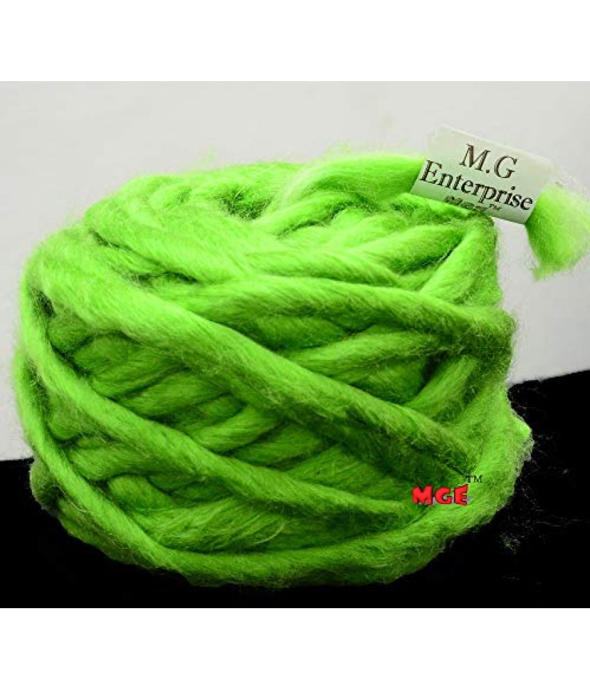     			M.G Enterprise Knitting Yarn Thick Chunky Roving Jumbo Wool, Green 100 gm Best Used with Knitting Needles, Crochet Needles Roving Jumbo Wool Yarn for Knitting