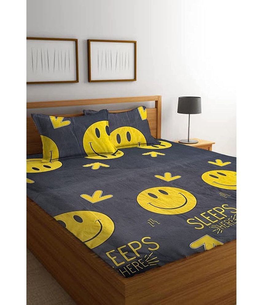     			Neekshaa Cotton Humor & Comic Fitted Fitted bedsheet with 2 Pillow Covers ( Double Bed ) - Black