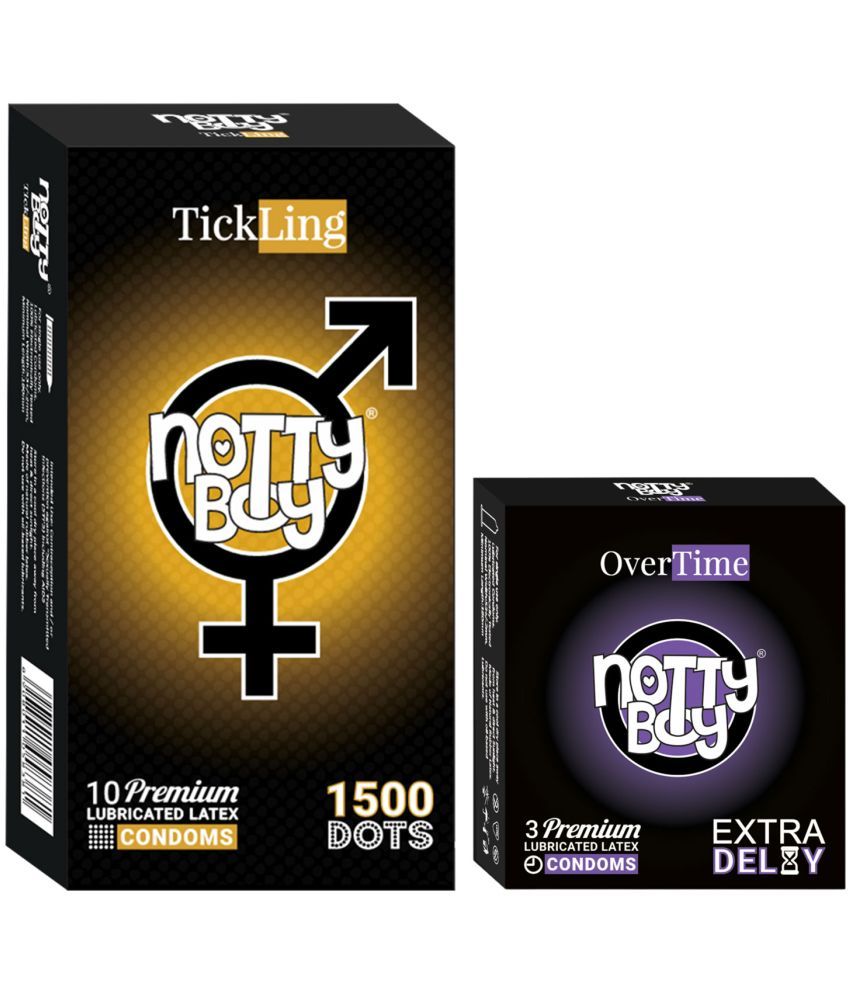     			NottyBoy Extra Dotted 1500 Dots and Extra Delay Long Lasting Condoms- (Set of 2, 13 Pieces)