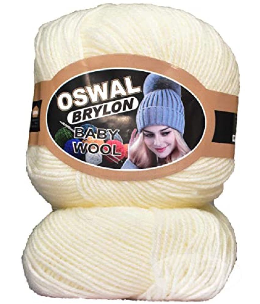     			Oswal 100% Acrylic Wool Cream 8 GMS Wool 4 ply Wool Ball Hand Knitting Wool/Art Craft Soft Fingering Crochet Hook Yarn- Art-AEBE