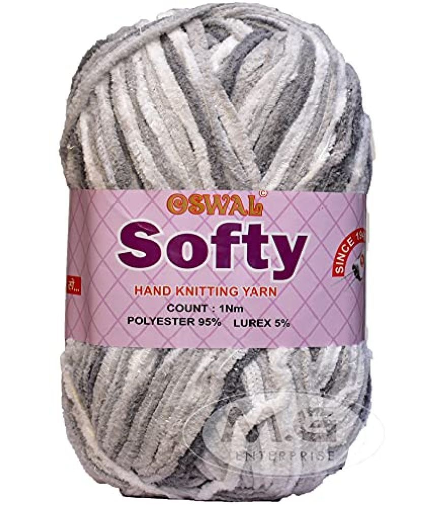     			Oswal Knitting Yarn Thick Chunky Wool, Softy Grey Mix WL 200 gm Best Used with Knitting Needles, Crochet Needles Wool Yarn for Knitting. by Oswal