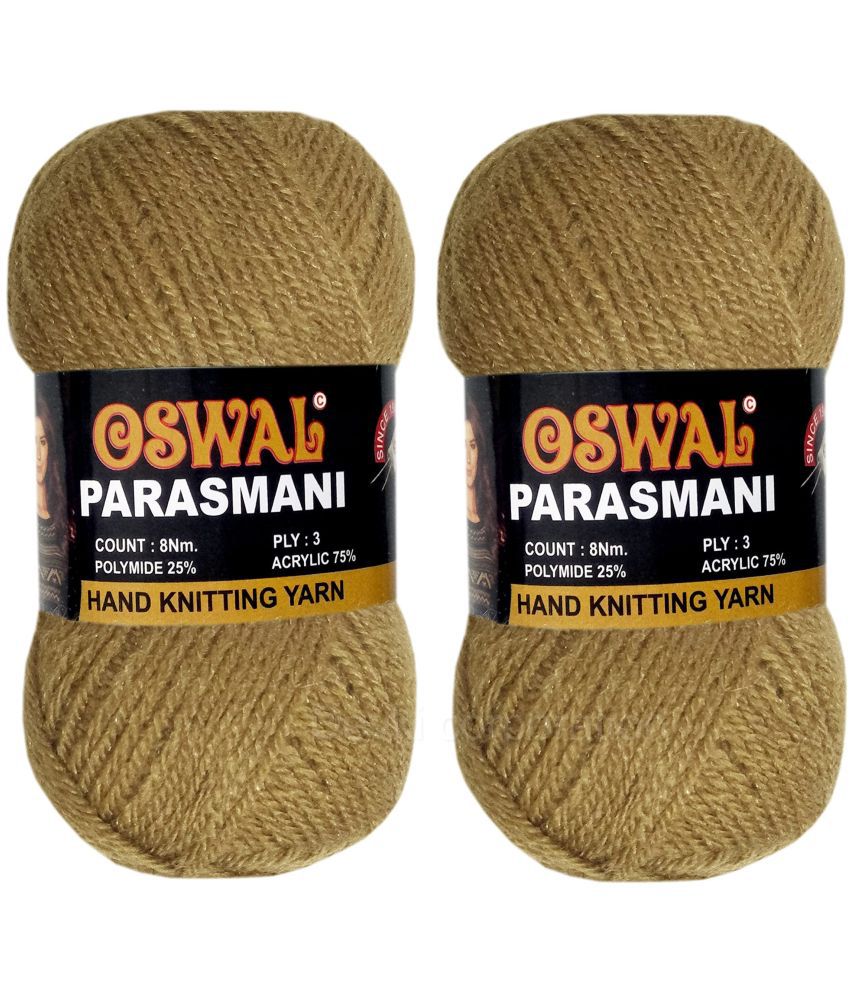     			Oswal PARASMANI Hand Knitting Yarn Wool | Beautiful Shade Wool / Uun | Wool for Woolen Sweater, Cap, Hand-Gloves etc. | Copper Color, Each Ball - 100 gm (Shade- OP16. 200) Pack of 2