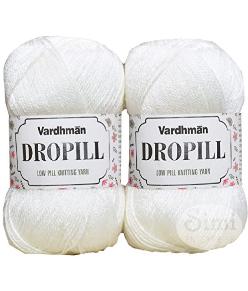     			SIMI Enterprise Drophill S/M White (200 gm) Wool Ball Hand Knitting Wool/Art Craft Soft Fingering Crochet Hook Yarn, Needle Knitting Yarn Thread Dyed