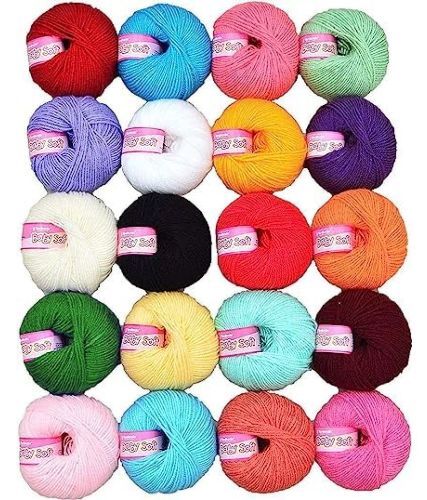     			Vardhman 100% Acrylic Wool Mg Baby Soft 20 Combo 20 Pc Baby Wool 4 Ply Wool Ball Hand Knitting Wool/Art Craft Soft Fingering Crochet Hook Yarn- Art-Aadh
