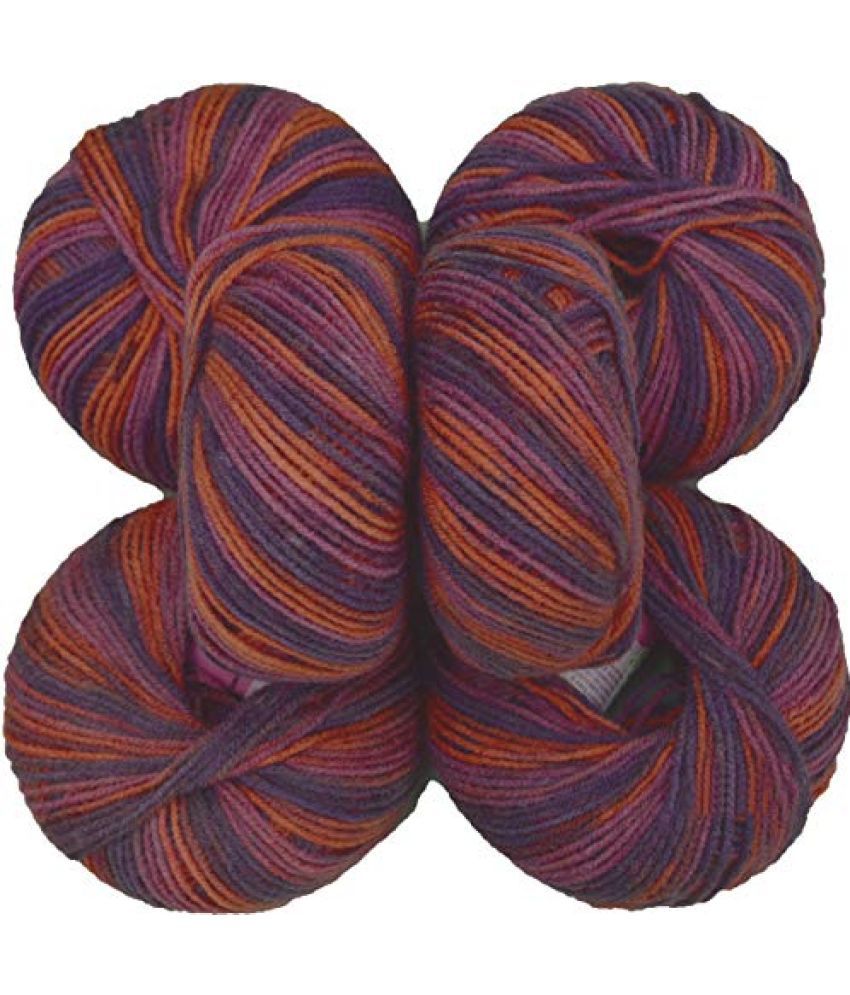     			Vardhman 100% Acrylic Wool Multi Violet (12 pc) Baby Soft Wool Ball Hand Knitting Wool/Art Craft Soft Fingering Crochet Hook Yarn, Needle Knitting Yarn Thread Dyed