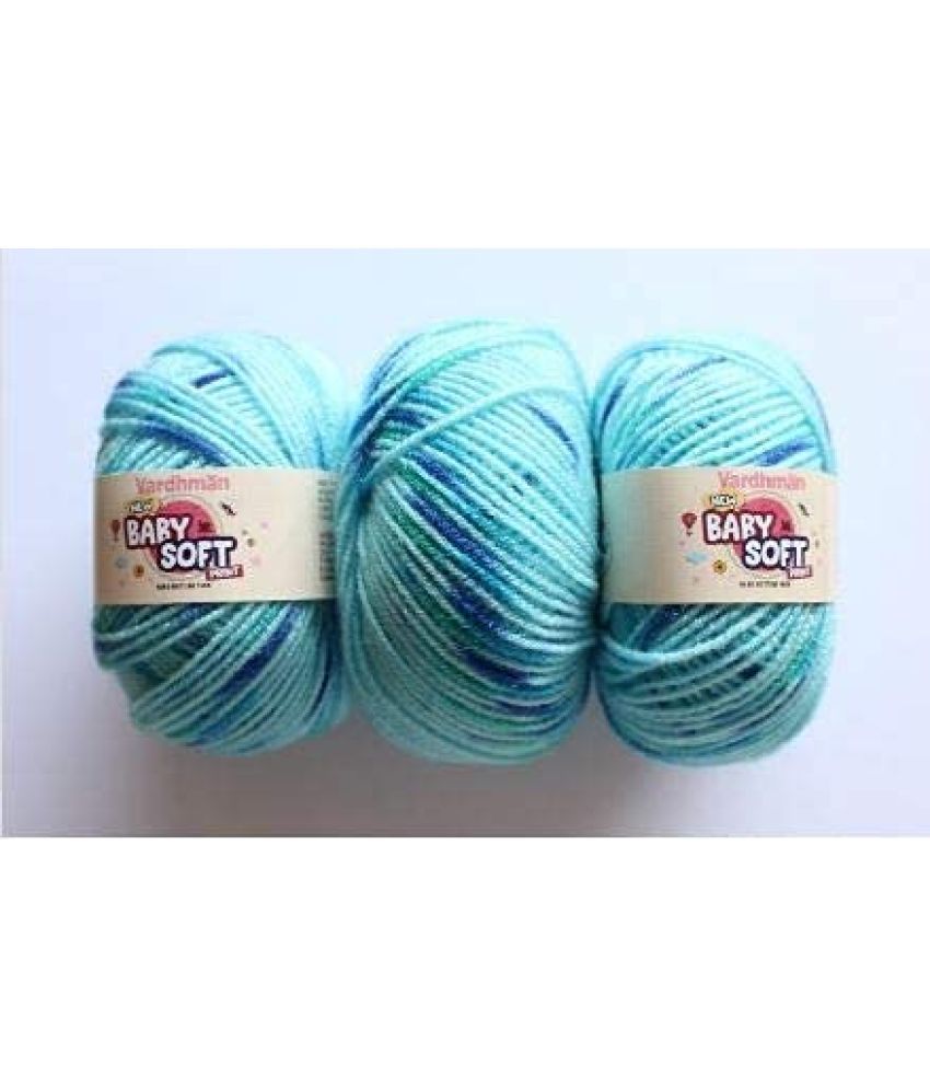     			Vardhman Acrylic Knitting Wool/Yarn Multi Shaded Blue 008 (Pack of 14) Baby Soft Wool Ball Hand Knitting Wool/Art Craft Soft Fingering Crochet Hook Yarn, Needle Knitting Yarn Thread Dyed