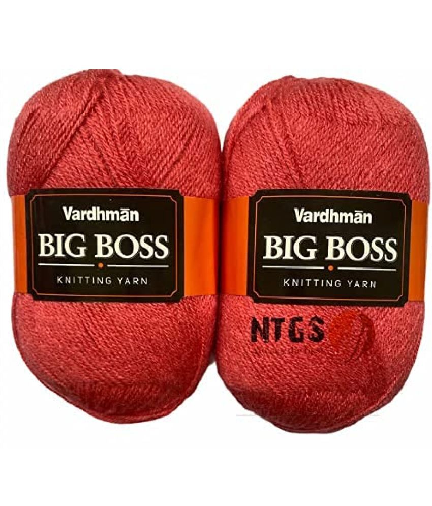     			Vardhman BigBoss Wool Soft Fingering Hand Knitting Dyed Dark Peach Wool Crochet Hook Yarn (400 g) Shade no.29