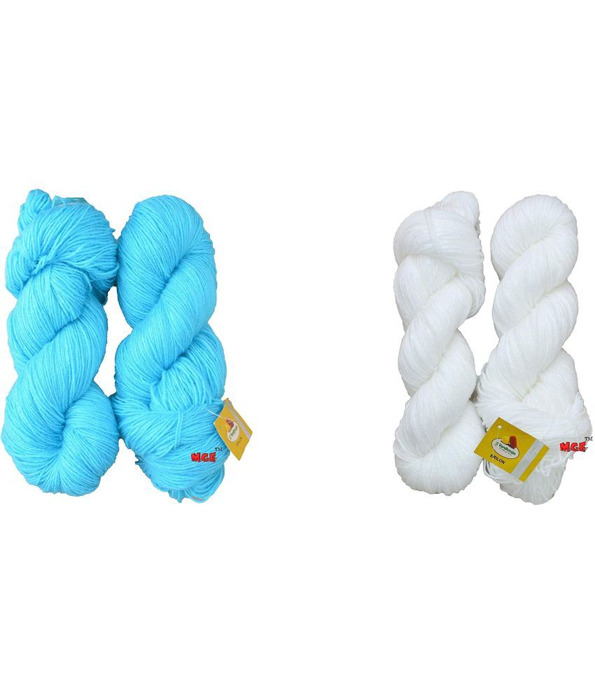     			Vardhman Brilon Aqua Blue 200 gm + Brilon White 200 gm Combo Pack Woolen Crochet Yarn Thread Best Used with Knitting Needles, Crochet Needles Vardhman Wool Yarn for Knitting Best Woolen Thread