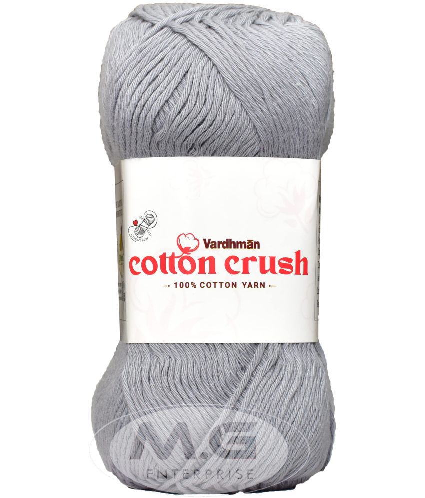     			Vardhman Cotton Crush 8-ply Steel Grey 400 GMS 100% Cotton Ball Hand Knitting Cotton/Art Craft Soft Fingering Crochet Hook Yarn, Needle Knitting Yarn Thread Dyed-GC Art-AFCG