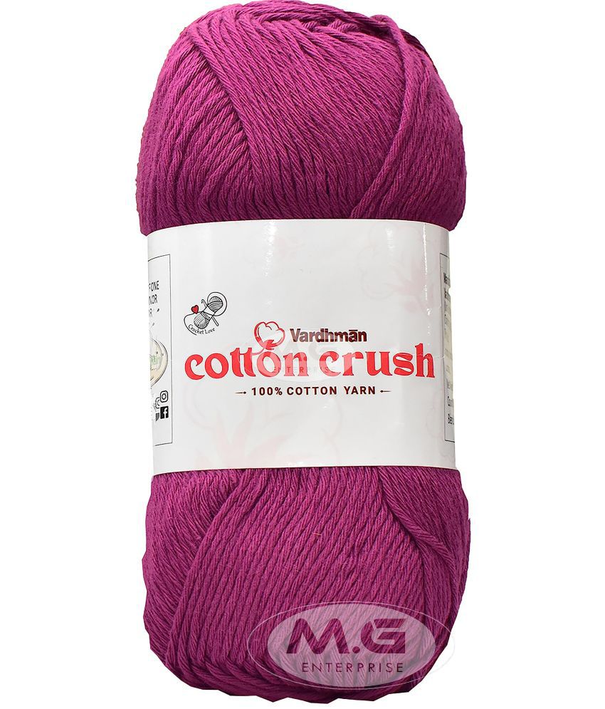     			Vardhman Cotton Crush 8-ply Deep Magenta 200 GMS 100% Cotton Ball Hand Knitting Cotton/Art Craft Soft Fingering Crochet Hook Yarn, Needle Knitting Yarn Thread Dyed-DO Art-AFEG