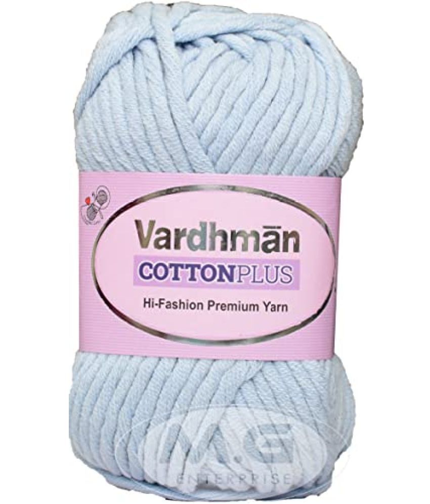     			Vardhman Cotton Plus 16-ply Mild Sky 200 GMS 51% Cotton, 49% Acrylic Ball Hand Knitting Cotton/Art Craft Soft Fingering Crochet Hook Yarn, Needle Knitting Yarn Thread Dyed- Art-AFEA