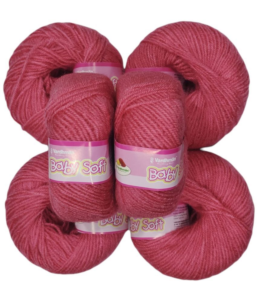     			Vardhman Kintting Yarn 100% Acrylic Wool (Rust Pink) (8 PC) Baby Soft 4 ply Wool Ball Hand Knitting Wool/Art Craft Soft Fingering Crochet Hook Yarn, Needle Knitting Yarn Thread Dyed Shade no-14