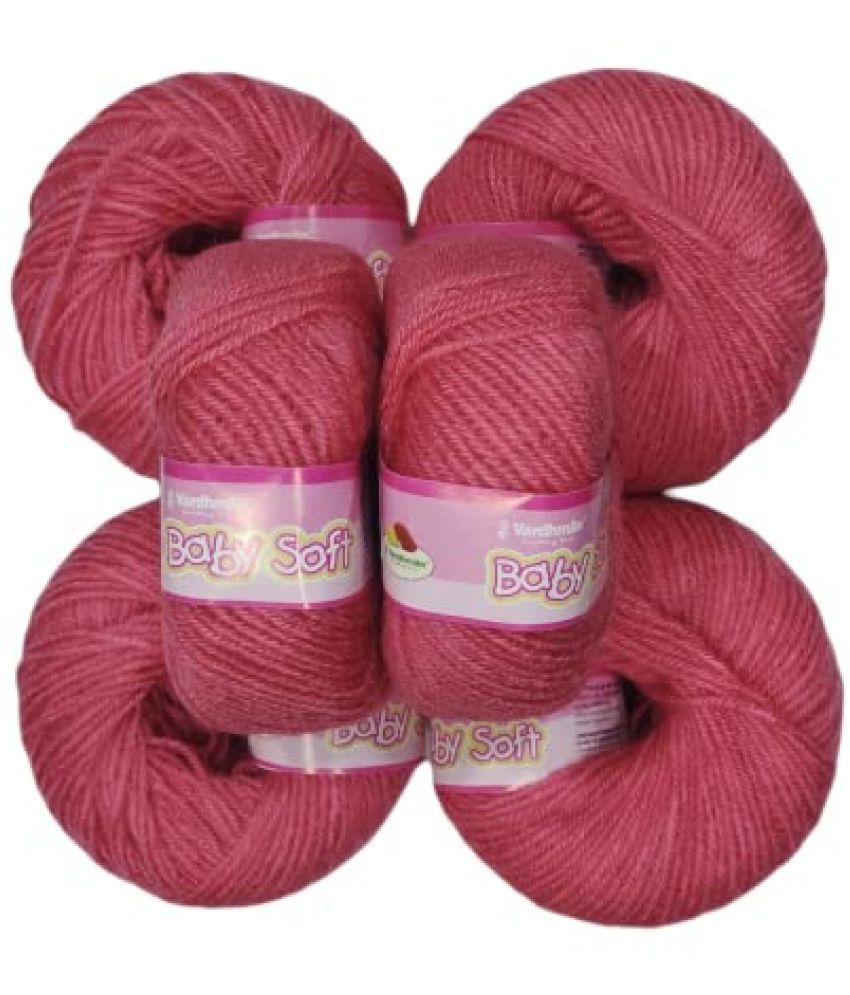     			Vardhman Kintting Yarn 100% Acrylic Wool (Rust Pink) (10 PC) Baby Soft 4 ply Wool Ball Hand Knitting Wool/Art Craft Soft Fingering Crochet Hook Yarn, Needle Knitting Yarn Thread Dyed Shade no-14