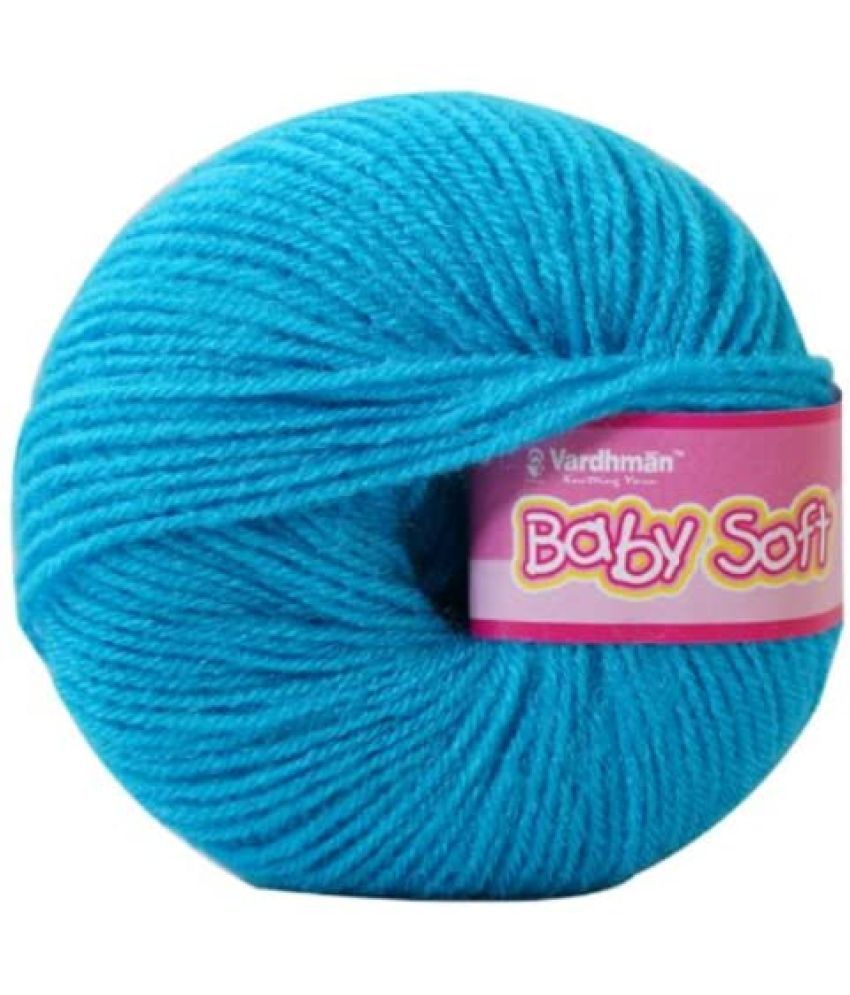     			Vardhman Yarn Baby Soft Wool for Hand Knitting Fingering Crochet Hook 150 pc,100% Acrylic Wool (Blue Atoll no. 23)