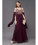 Miss Chase Georgette Solid Full Length Women's Gown - Wine ( Pack of 1 )