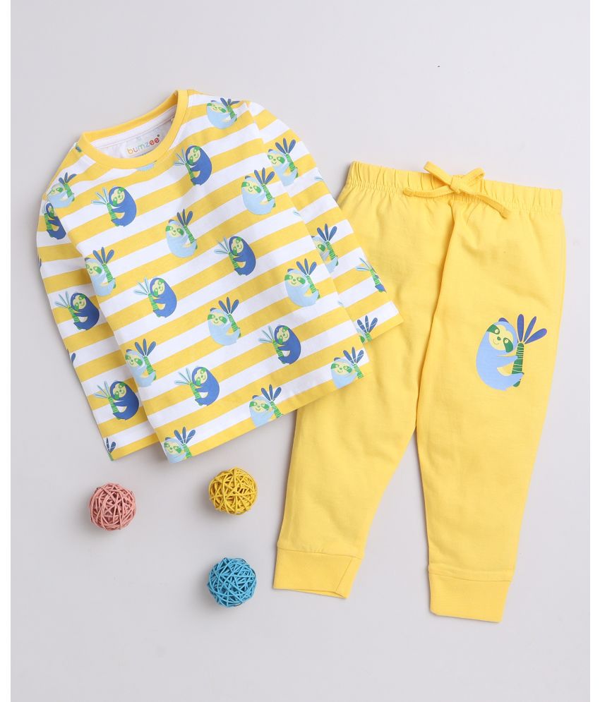     			BUMZEE Yellow Boys Full Sleeves T-Shirt & Pyjama Set Age - 12-18 Months