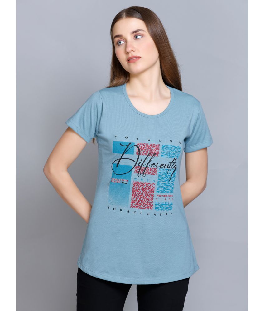     			Curious Fashion Blue Cotton Blend Regular Fit Women's T-Shirt ( Pack of 1 )