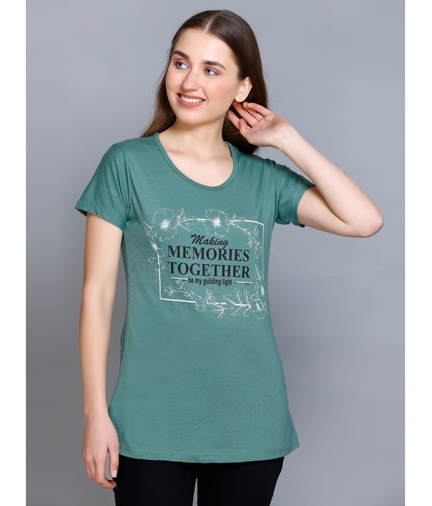     			Curious Fashion Green Cotton Blend Regular Fit Women's T-Shirt ( Pack of 1 )