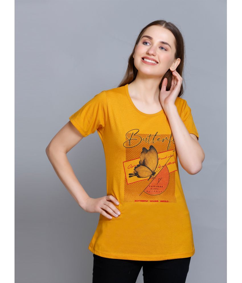     			Curious Fashion Yellow Cotton Blend Regular Fit Women's T-Shirt ( Pack of 1 )