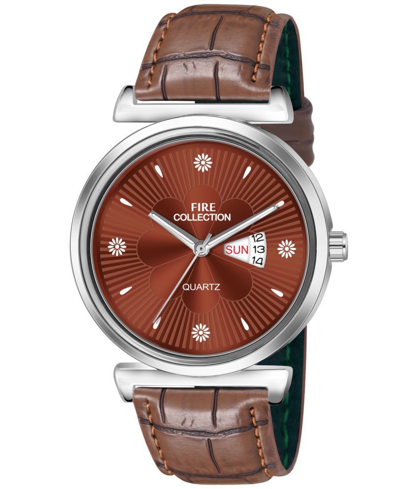     			Fire Collection Brown Leather Analog Men's Watch