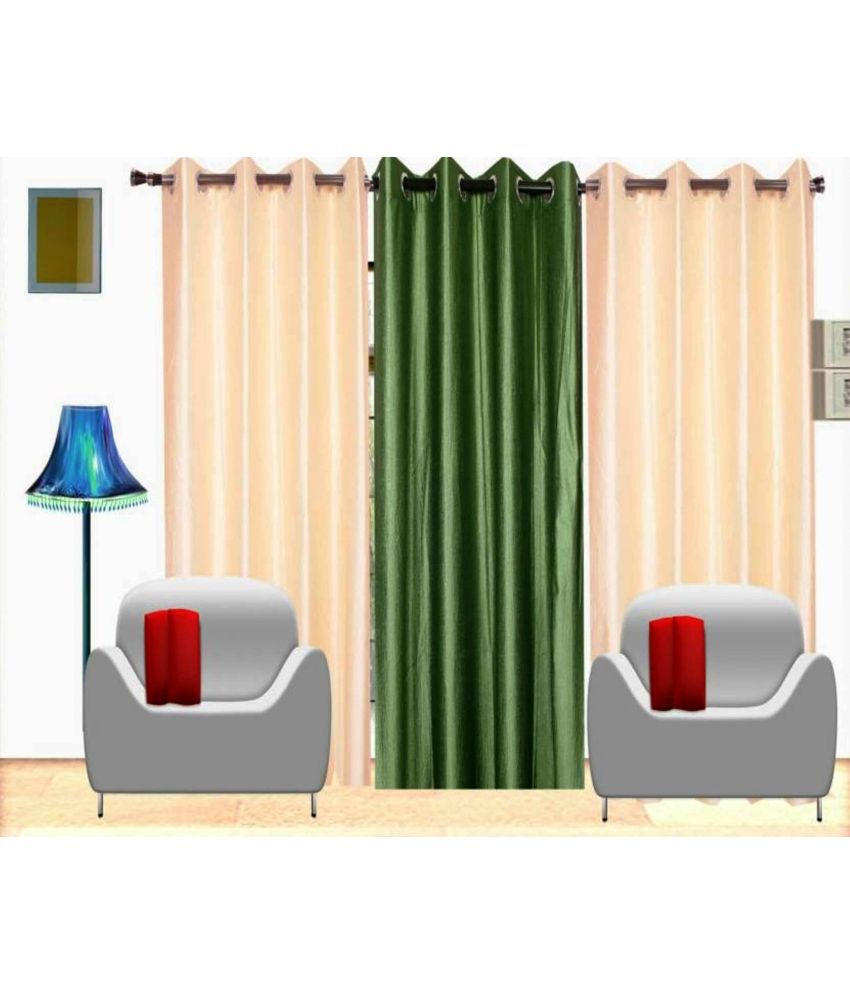     			BELLA TRUE Solid SemiTransparent Eyelet Curtain 7 ft ( Pack of 3 )  Multicolor