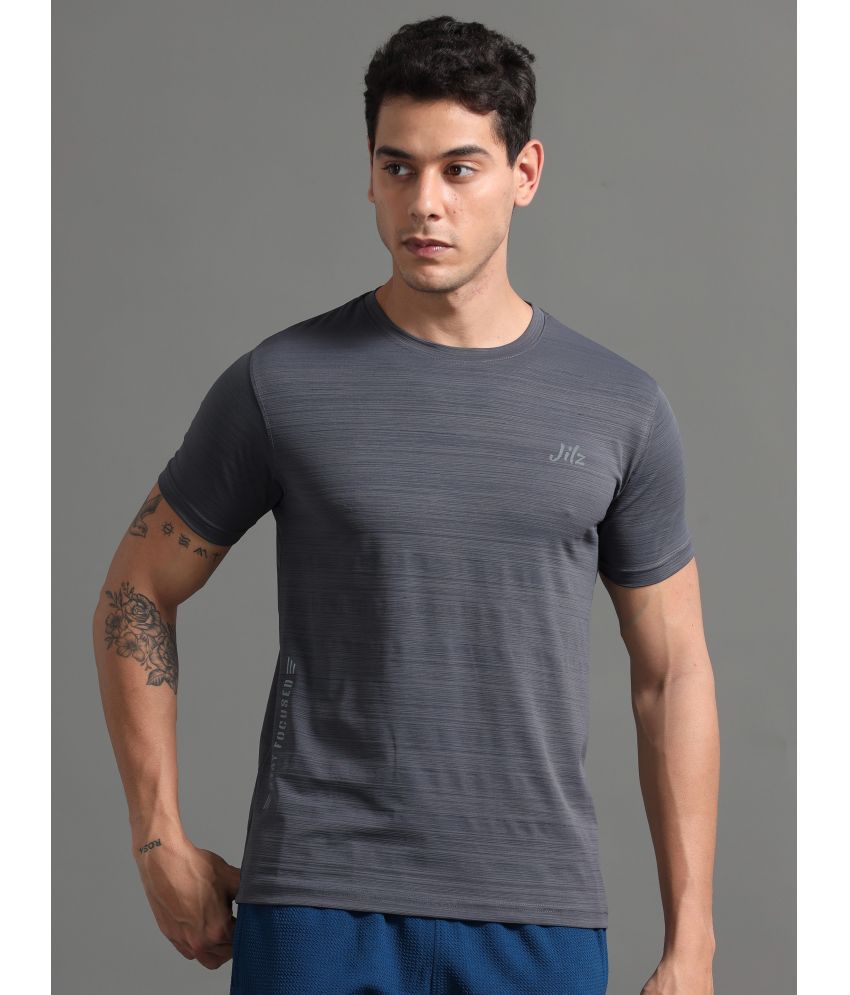     			JILZ Polyester Regular Fit Printed Half Sleeves Men's T-Shirt - Grey ( Pack of 1 )