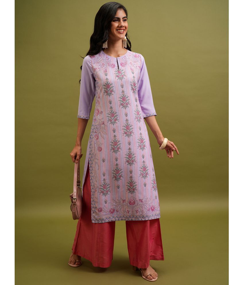     			Ketch Polyester Printed Straight Women's Kurti - Lavender ( Pack of 1 )