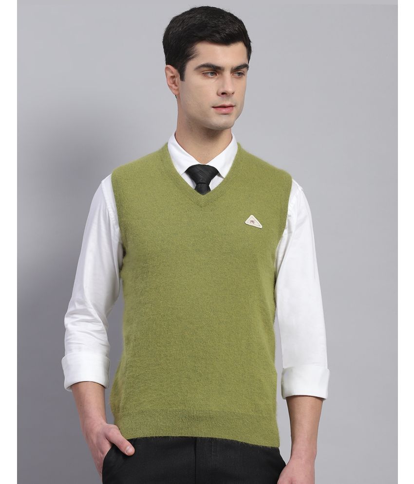     			Monte Carlo Woollen Blend V-Neck Men's Sleeveless Pullover Sweater - Green ( Pack of 1 )