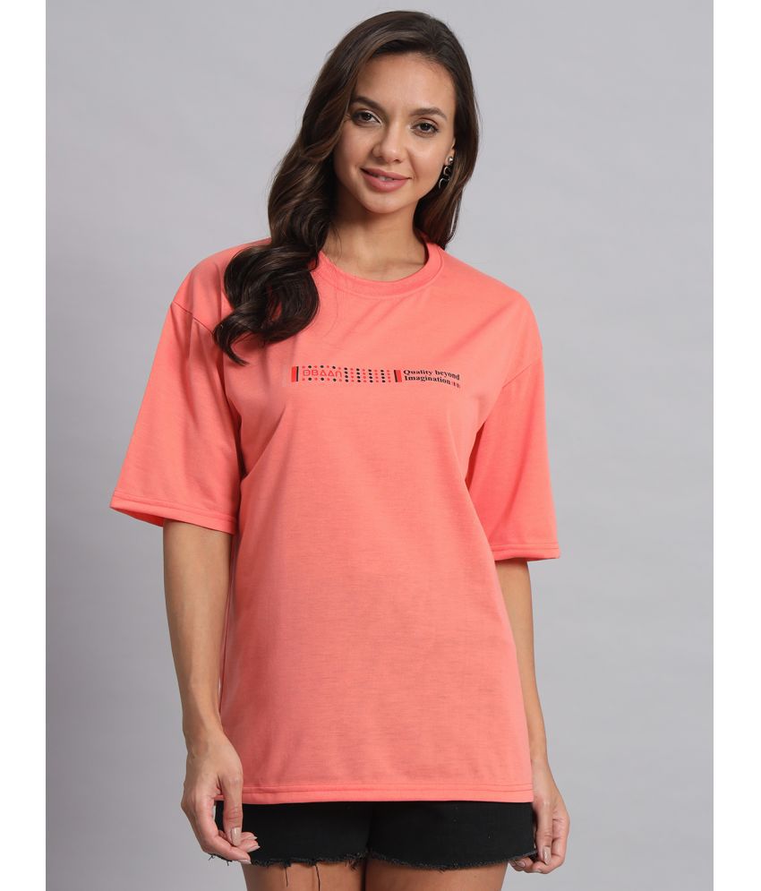     			OBAAN Peach Cotton Blend Loose Fit Women's T-Shirt ( Pack of 1 )