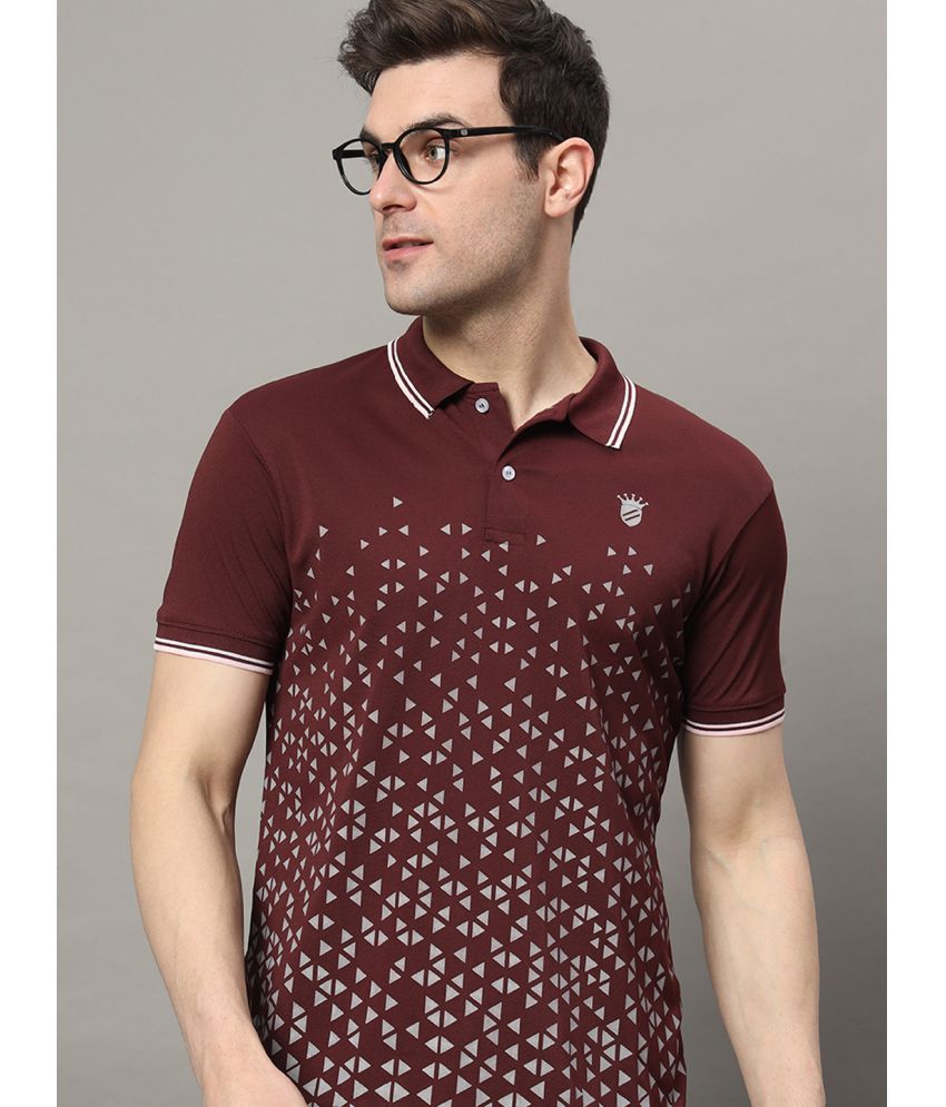     			RELANE Cotton Blend Regular Fit Printed Half Sleeves Men's Polo T Shirt - Maroon ( Pack of 1 )