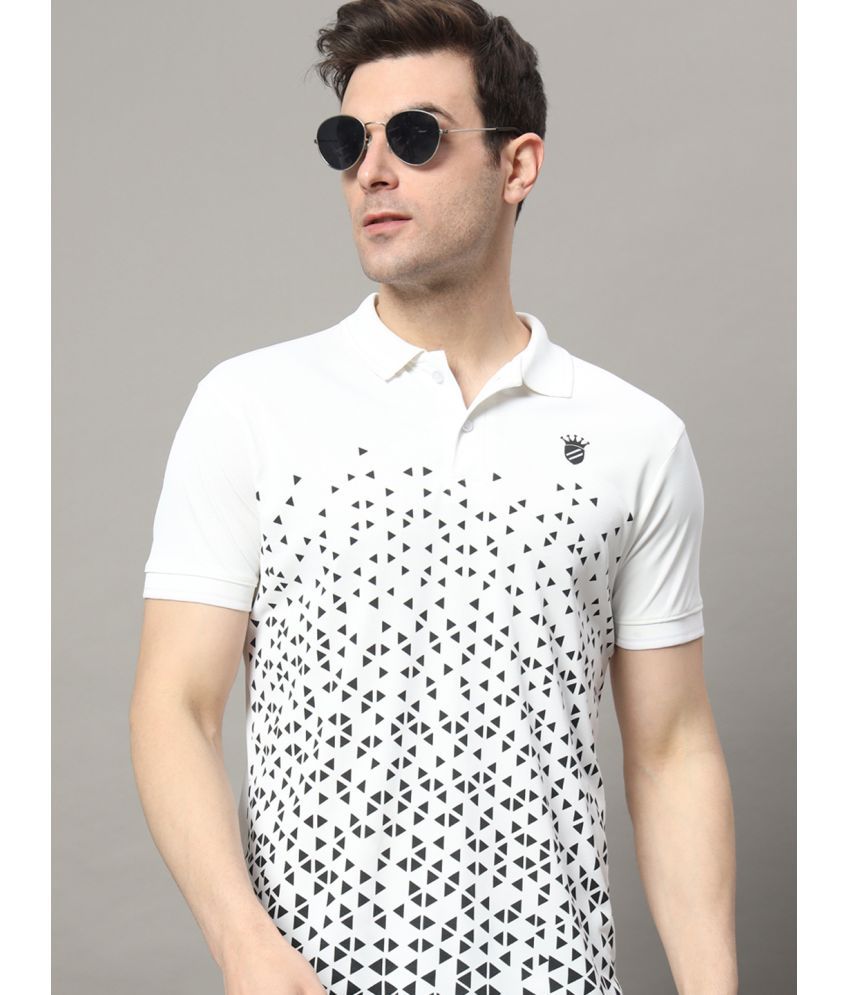     			RELANE Cotton Blend Regular Fit Printed Half Sleeves Men's Polo T Shirt - White ( Pack of 1 )