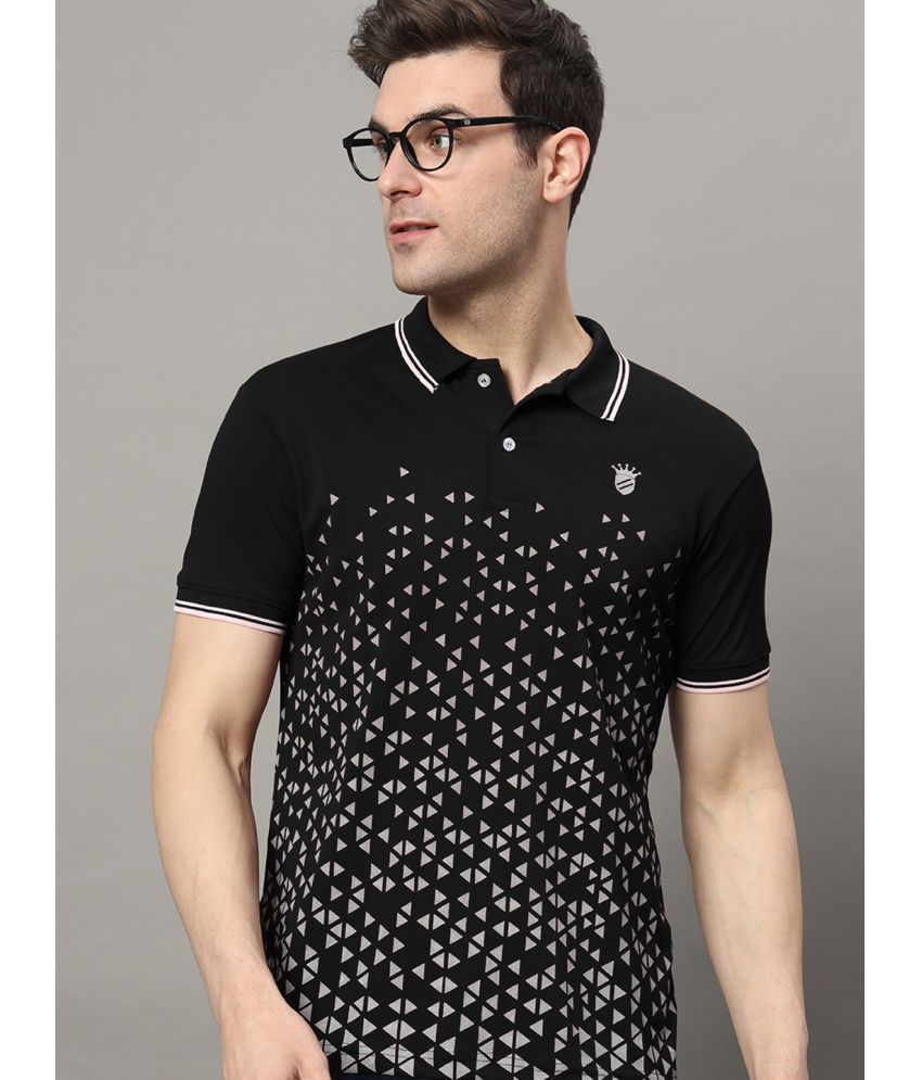     			RELANE Cotton Blend Regular Fit Printed Half Sleeves Men's Polo T Shirt - Black ( Pack of 1 )