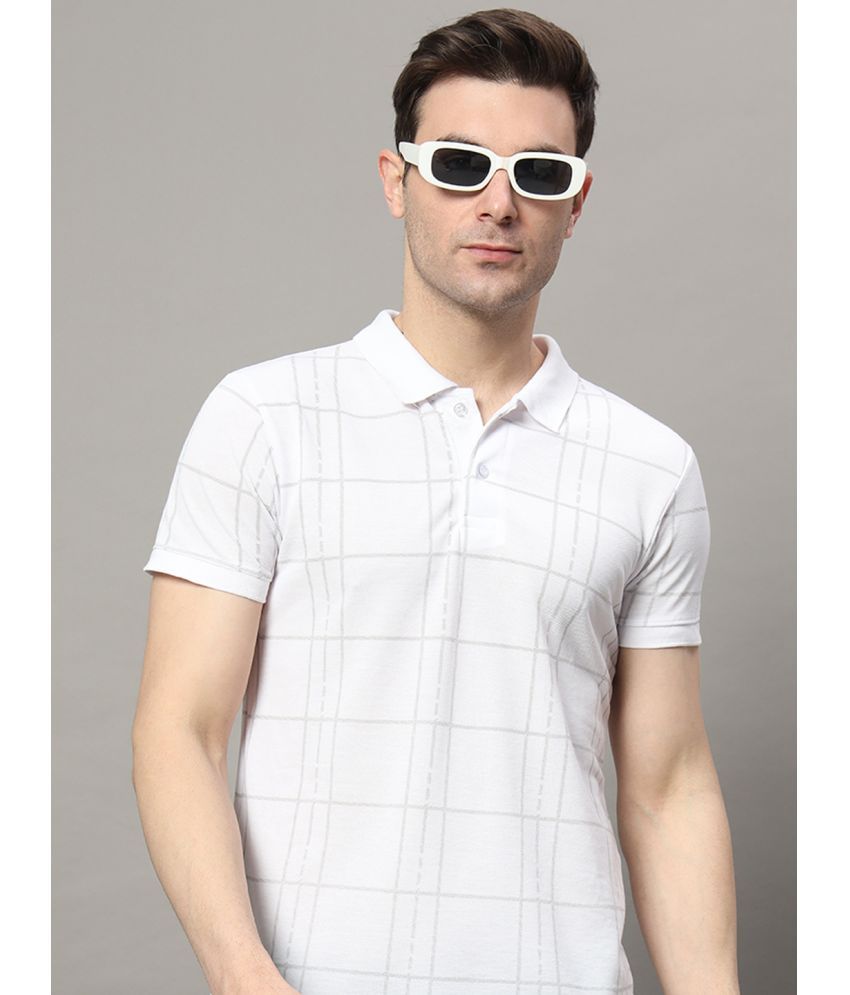     			RELANE Cotton Blend Regular Fit Checks Half Sleeves Men's Polo T Shirt - White ( Pack of 1 )