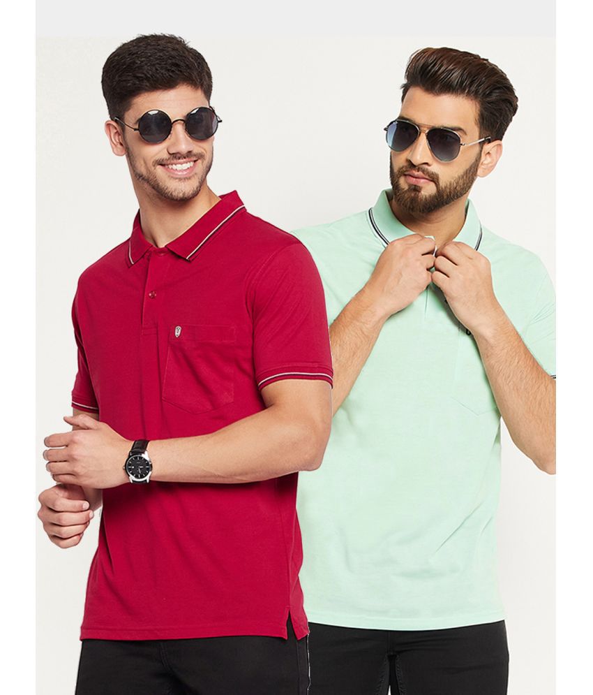     			UNIBERRY Cotton Blend Regular Fit Solid Half Sleeves Men's Polo T Shirt - Red ( Pack of 2 )