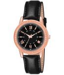 KIARVI GALLERY Black Leather Analog Womens Watch