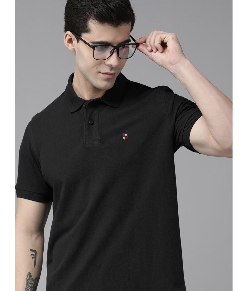     			ADORATE Pack of 1 Cotton Blend Regular Fit Solid Half Sleeves Men's Polo T Shirt ( Black )