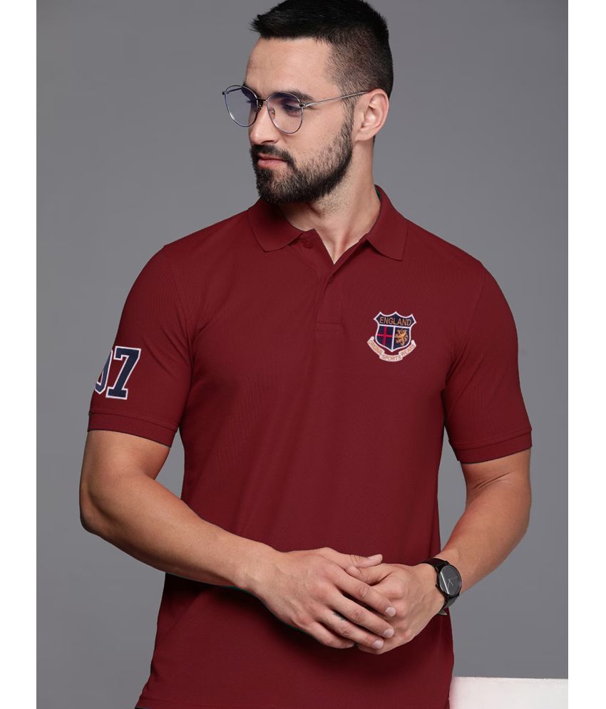     			ADORATE Cotton Blend Regular Fit Embroidered Half Sleeves Men's Polo T Shirt - Burgundy ( Pack of 1 )