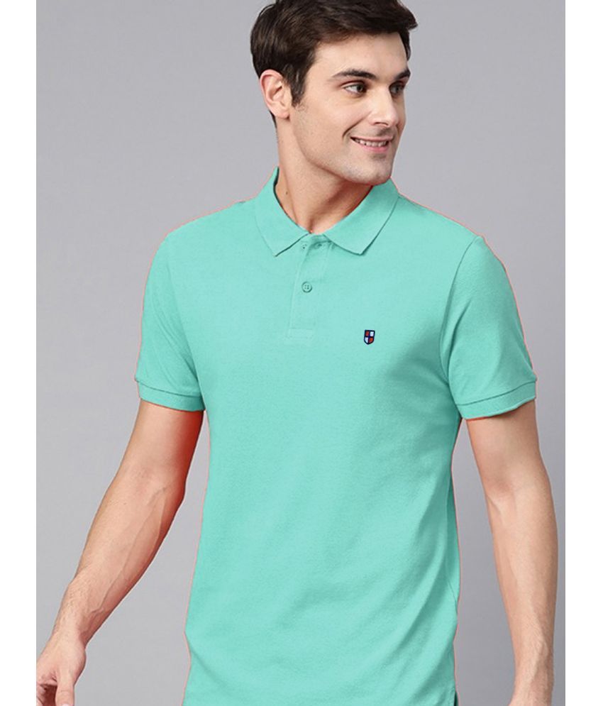     			ADORATE Pack of 1 Cotton Blend Regular Fit Solid Half Sleeves Men's Polo T Shirt ( Turquoise )