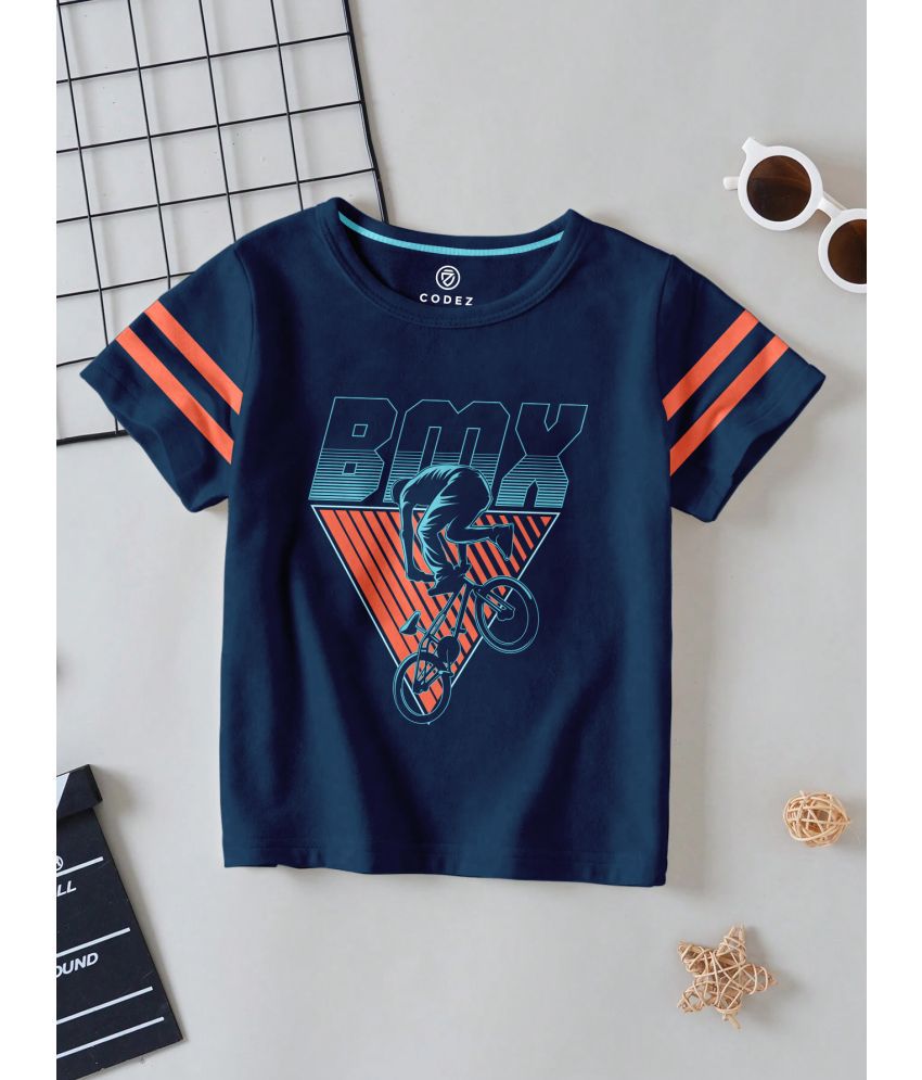     			CODEZ Navy Cotton Blend Boy's T-Shirt ( Pack of 1 )