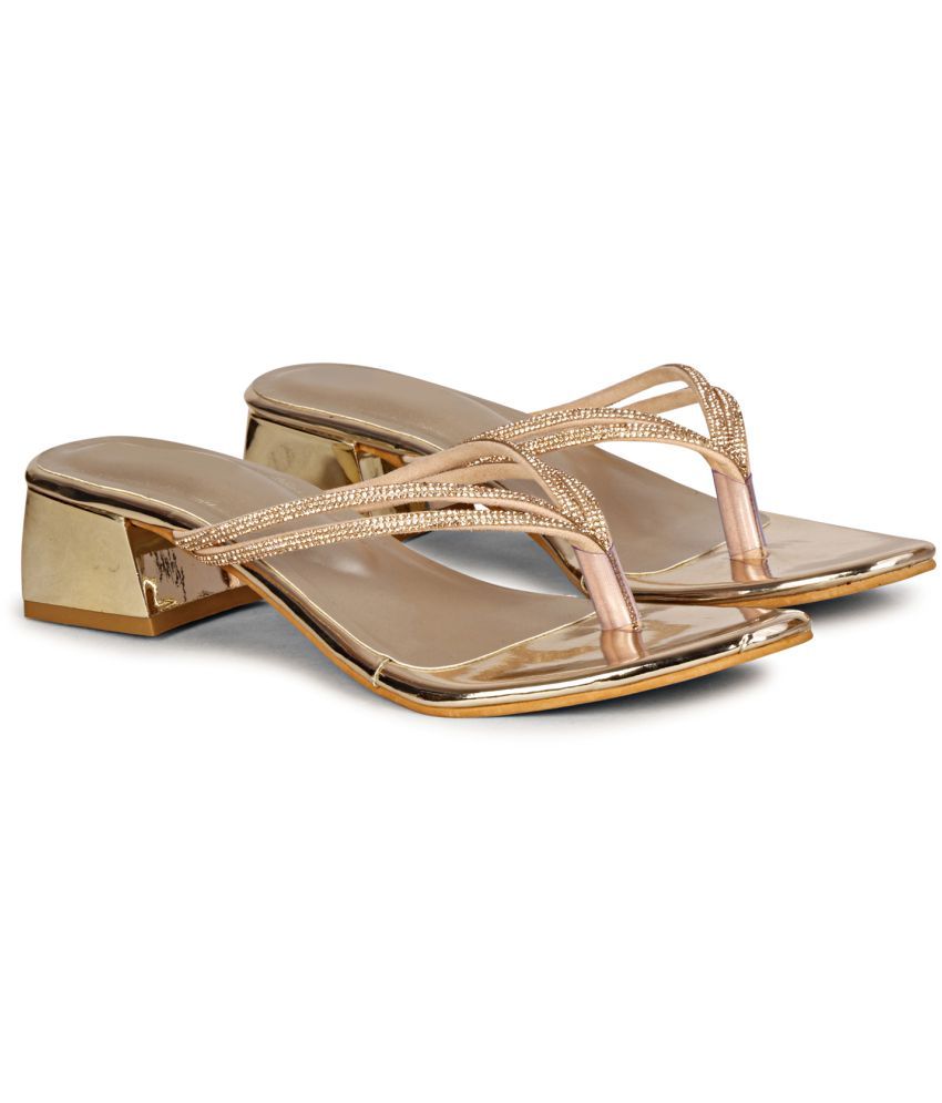     			Ishransh Gold Women's Sandal Heels