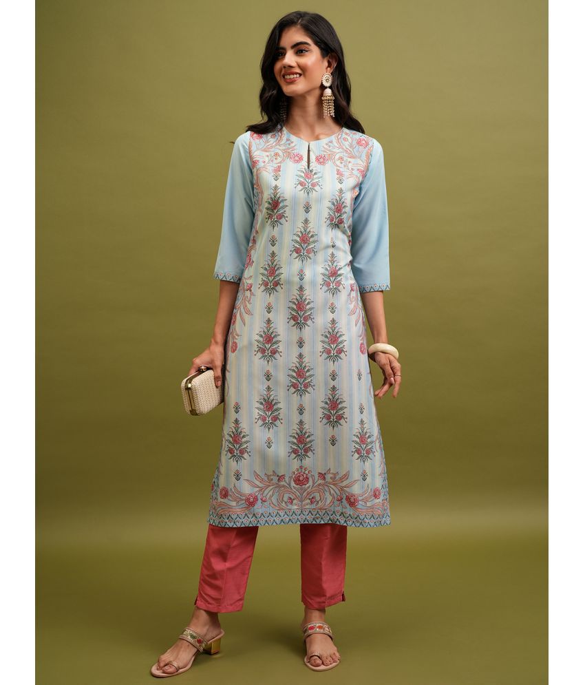     			Ketch Polyester Solid Straight Women's Kurti - Blue ( Pack of 1 )