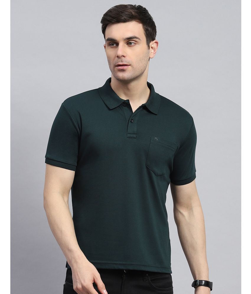     			Monte Carlo Pack of 1 Cotton Blend Regular Fit Solid Half Sleeves Men's Polo T Shirt ( Green )