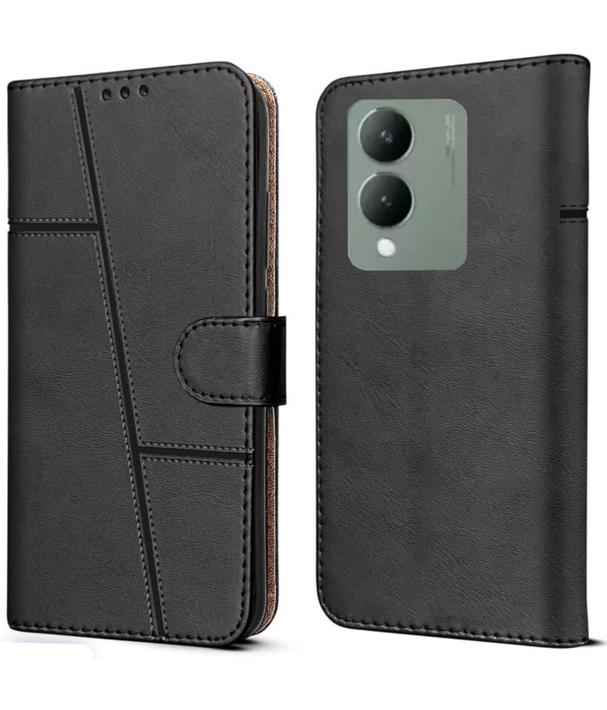    			NBOX Black Flip Cover Artificial Leather Compatible For Vivo Y28 ( Pack of 1 )