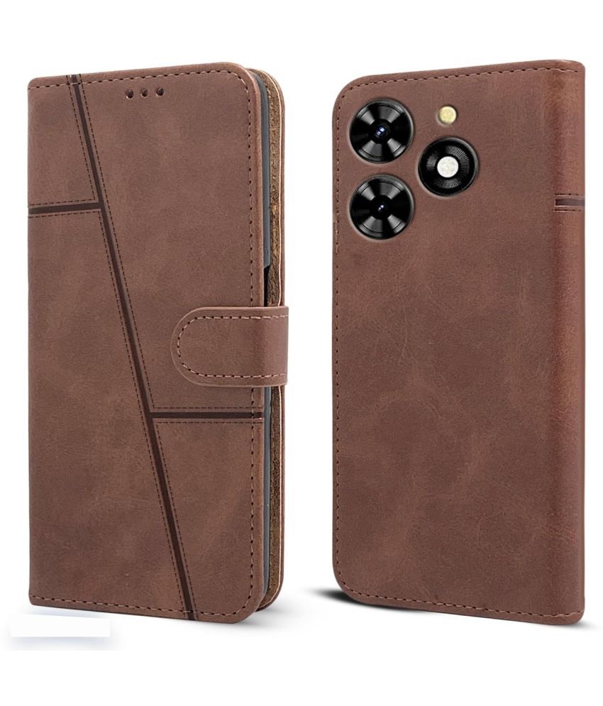     			NBOX Brown Flip Cover Artificial Leather Compatible For Tecno Spark 20 ( Pack of 1 )