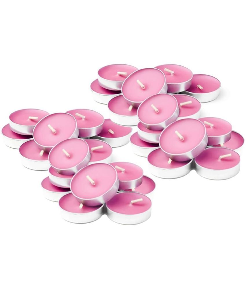     			Puremazing Pink Rose Wax Tea Light Candle 8 cm ( Pack of 1 )