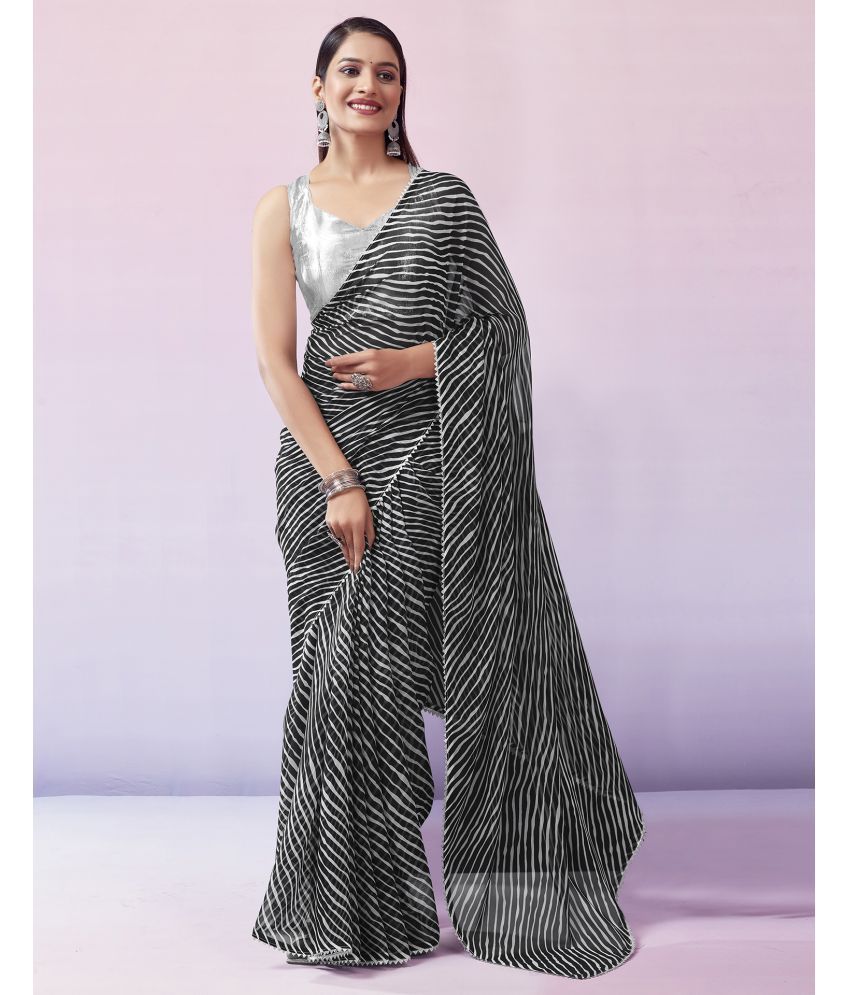     			Samah Georgette Printed Saree With Blouse Piece - Black ( Pack of 1 )