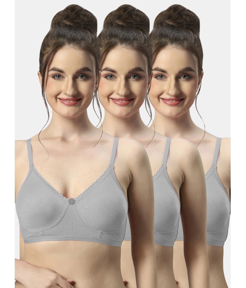     			Sonari Pack of 3 Polyester Non Padded Women's T-Shirt Bra ( Light Grey ) mishamgreymgreymgrey