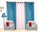 BELLA TRUE Solid SemiTransparent Eyelet Curtain 9 ft ( Pack of 3 )  Blue