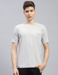 Monte Carlo Cotton Blend Regular Fit Solid Half Sleeves Men's T-Shirt - Grey ( Pack of 1 )